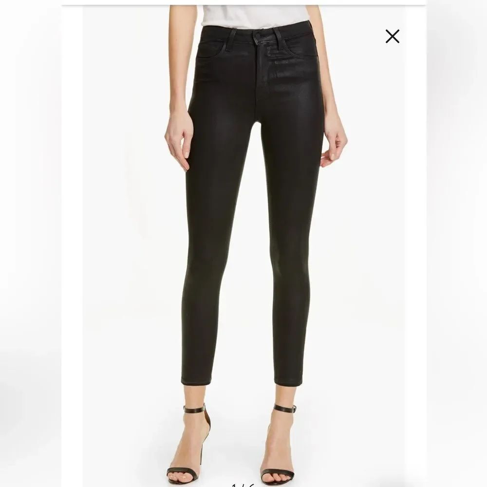 L’AGENCE Margot Skinny High Rise Contrast Coated Noir